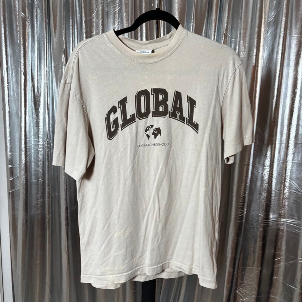 H&M "Global Our Neighborhood" Graphic Tee Tan